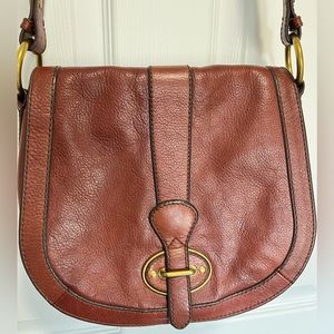 Fossil Leather Crossbody Saddle Bag Cognac